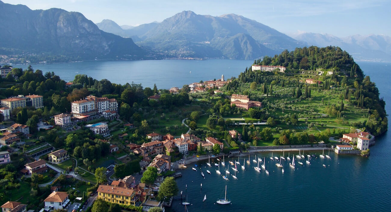 team-building-Lago-di-Como Vista aerea di Bellagio Lago di Como