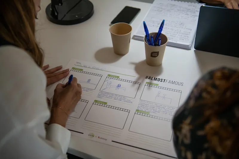 Disegno dello storyboard realizzato dal team durante il format di team building Almost Famous